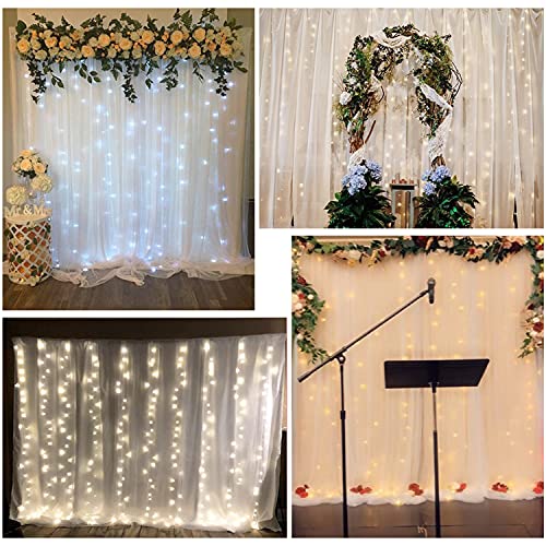 gogoparti White Backdrop Curtains for Parties Sheer Nylon Tulle Backdrop Curtain for Wedding Birthday Party Ceremony Photo Backdrop Curtain for Home Decoration 10 ft x 8 ft