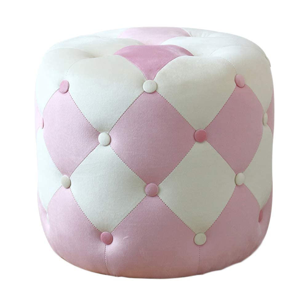 Tabouret ottoman rond haut de gamme capitonné | Repose-pieds velours et mousse