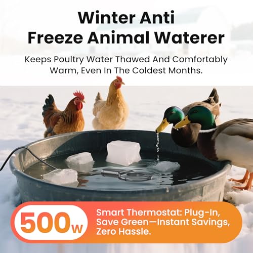 image for JXJHOVV 500W Submersible Cast Aluminum De-Icer – Thermostatic Chicke