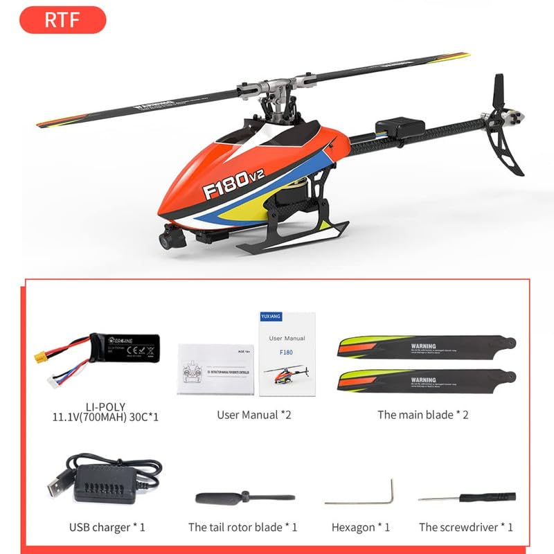 Image of BCO Toyz 2.4G 8CH Remote Control Helicopter, F180V2 Mini Direct Drive Brushless RC Helicopter Model for Kids and Beginners, with Full GYRO Control Rc17