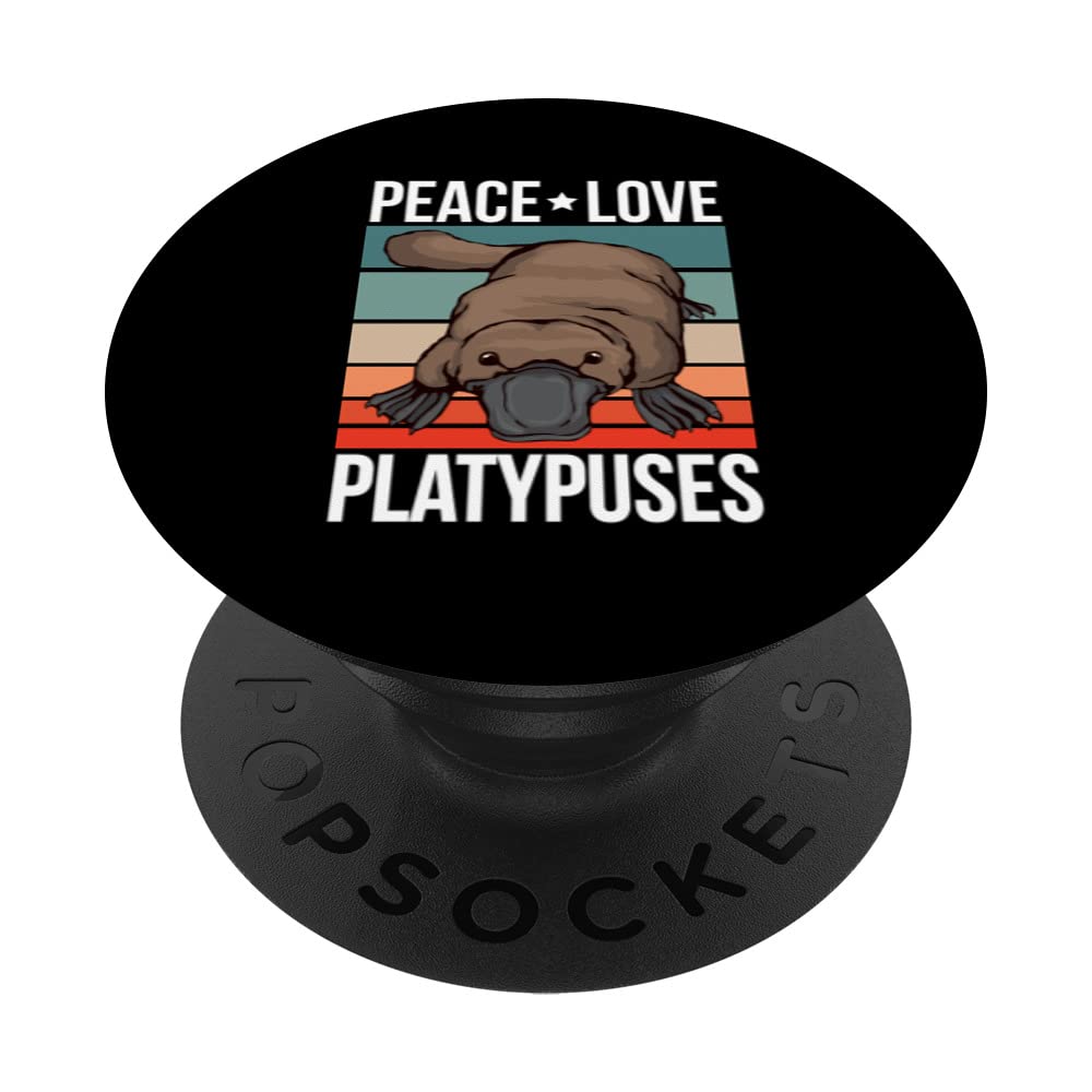 Peace Love Platypuses Quote Retro Duckmole Vintage PopSockets Swappable PopGrip