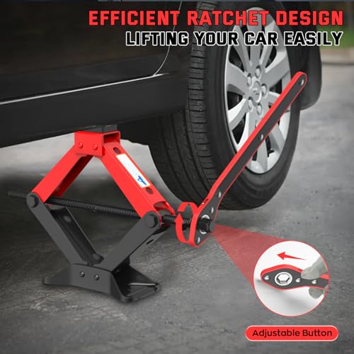 Image of Portable Car Jack 3 Ton, Heavy Duty Scissor Jack for Car, Spair Tire Changing kit with Ratchet Wrench, Tire Jack Kit for Car SUV MPV