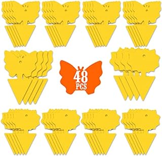 48PCS Fruit Fly Sticky Traps, Fungus Gnat Traps Insect Trap for Plants Kitchen Indoor and Outdoor(48 Lemon Yellow )