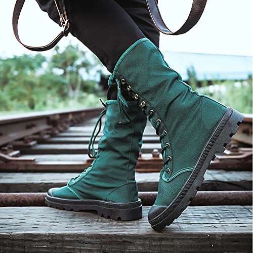 Image of Men's Women's Mid Calf Lace-Up Canvas Boots | Breathable,Durable, Outdoor Desert Boots, High-Top Sneakers