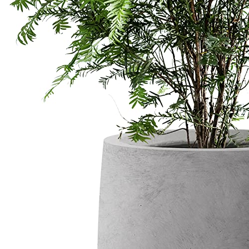 Kante 21.7" H Natural Concrete Tall Planter, Large Outdoor Indoor Decorative Pot With Drainage Hole And Rubber Plug, Modern Round Taper Style For Home And Garden (Color May Vary) #TOP2