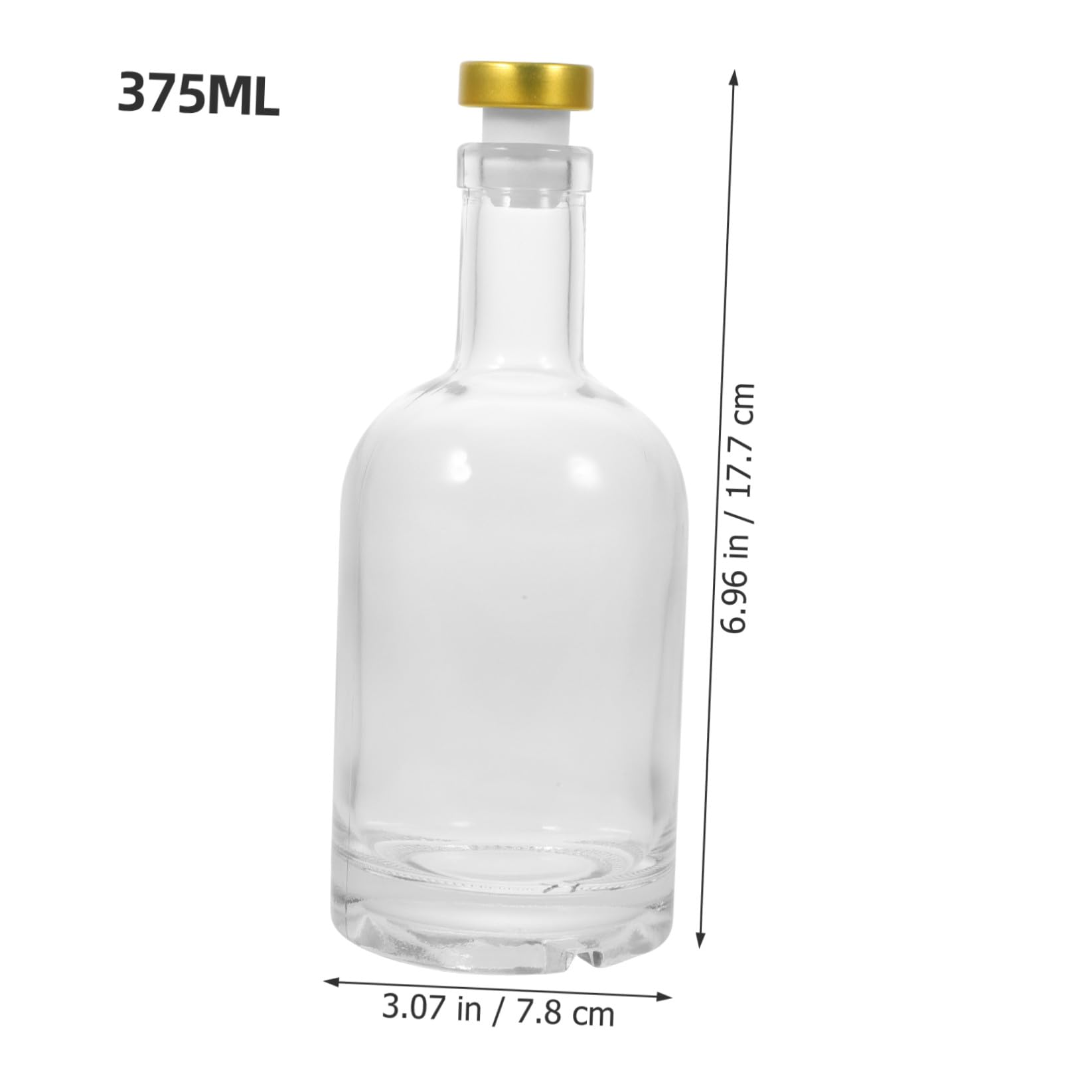 2 Stück Packung Glasweinflasche 375ml Dickwandig Transparent | Zwei Stück, 375ml Je Flasche, Fein Versiegelt und Pflegeleicht, für Zuhause oder Club