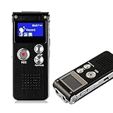 HccToo Diktiergerät, 8 GB, Multifunktional, Digital, wiederaufladbar, Stereo, mit MP3-Player, perfekt für Aufnahmen, Interviews, Gespräch und Meetings