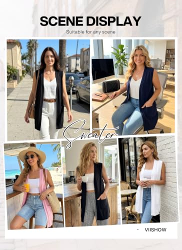 Image of VIISHOW Women's Classic Cardigans Long Sleeve Open Front Casual Knit Cardigan Sweaters Coat Soft Outwear
