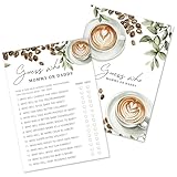 YUISLE A Baby is Brewing Baby Shower Games for Girl Boy, 25 Double-Side Guess Who Mommy or Daddy Game, Coffee Theme Decorations Favor for Gender Neutral Party Games-E01