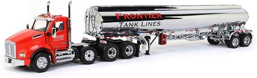 Kenworth T880 SBFA - Camión tándem con Heil FD9300/DT-C4 Petroleum Tanker Trailer Frontier Tank Lines Red & Chrome Modelo 1/50 por Diecast Masters