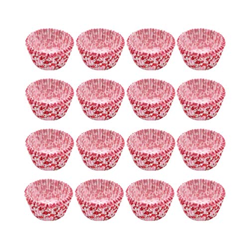 Amosfun 100PCS Heart Baking Cups Paper Cupcake Wrappers Oil Proof Muffin Pan Heat-resistant