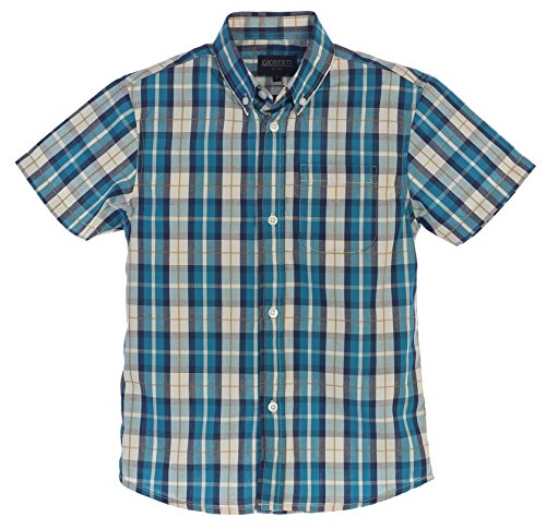 Image of Gioberti Boys Casual Plaid Checked Short Sleeve Button Down Shirt