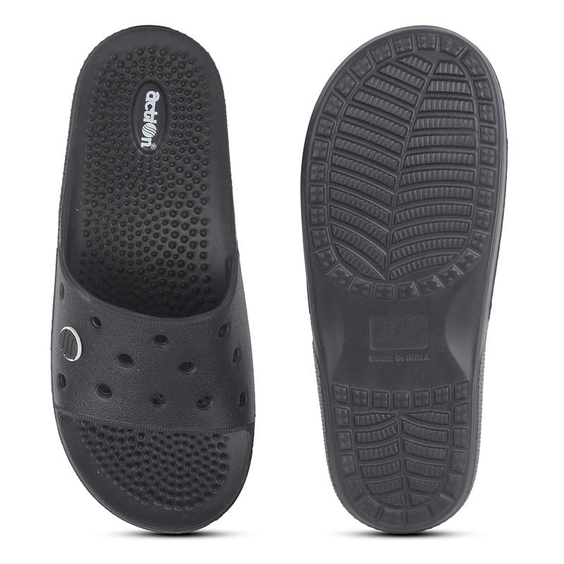 Image of ACTION Men's Acupressure EVA Slide Slippers | Lightweight | Massage Footbed | Anti-Skid Sole | Waterproof | Quick Dry | Indoor & Outdoor Comfort Slides