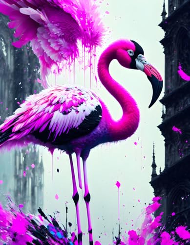 Toile flamant rose SERENDIPITP 58 x 90 cm impression d'art grand format