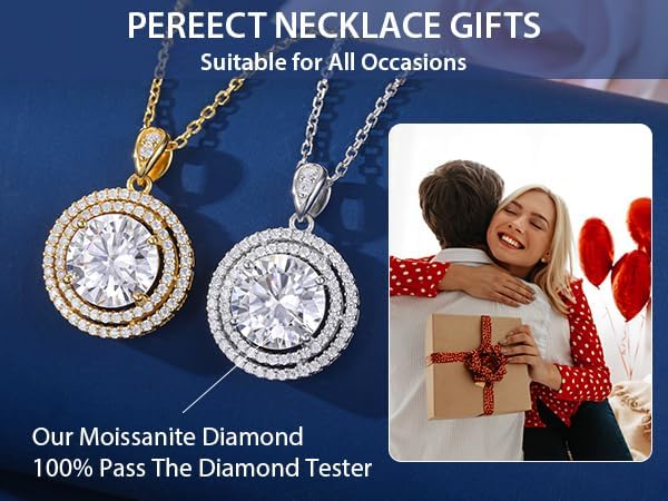 Moissanite Necklace for Women, 1-4CT S925 Sterling Silver Moissanite Pendant, 18K Gold Plated Halo White Gold Necklace- 18"+ 2" Extender Chain- Birthday Valentines Day Gifts for Her Women Wife Mom - Image 4