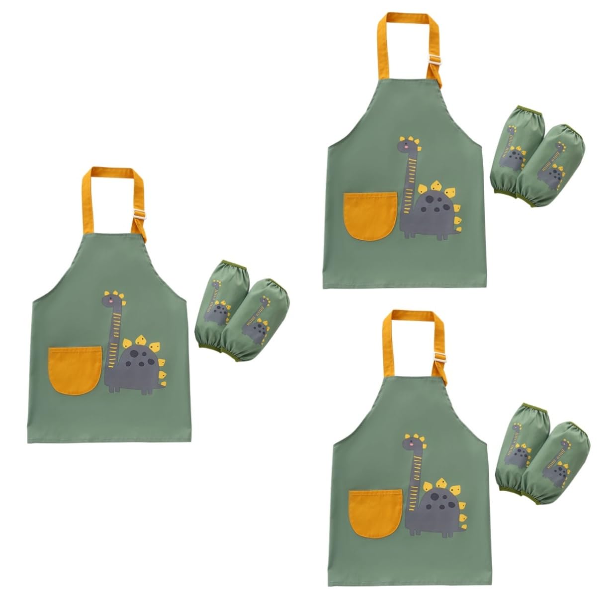 ibasenice 3 Set Grembiule Creativo Per Bambini Grembiule Verde Per Bambini Grembiule Da Pittura Per Set Grembiule Per