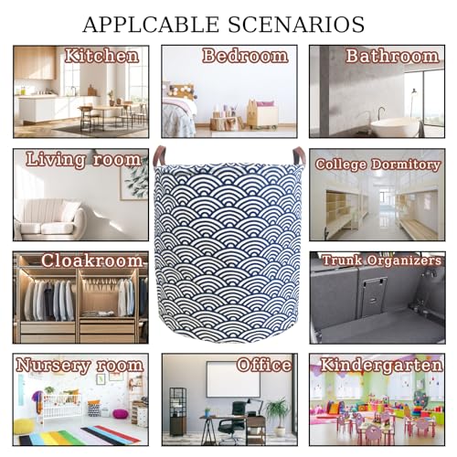 Image of Waterproof Laundry Hamper Collapsible Laundry Basket Leather Handle Laundry Bag Large Clothes Storage Toy Organization for Bathroom Bedroom Laundryroom College Dorms (951-Satisfied laundry hampers)