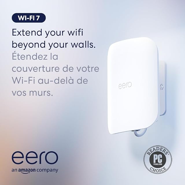 Amazon eero Outdoor 7 dual-band mesh wifi router (newest model), Weatherproof rating of IP66, Coverage up to 1,390 m² outdoors, 1-pack, Includes 30W PoE+ adaptor