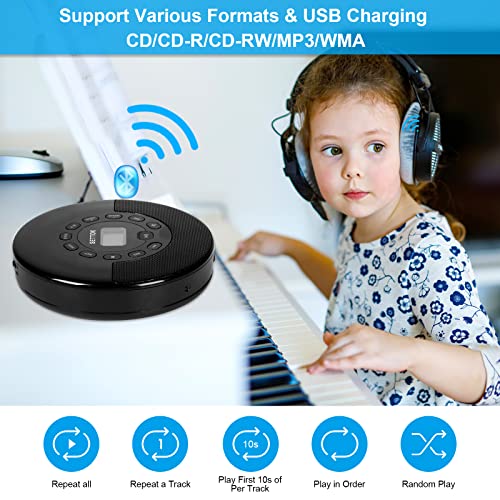 Cd Player Portable With Bluetooth Rechargeable Cd Player With Headphones Personal Walkman Cd Player For Car,Travel,Home,Personal Cd Player Built-In Speaker Stereo Compant Cd Player #TOP5