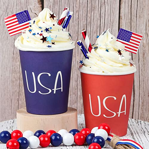 4Th Of July Decorations For Home-2Pcs Cups With Faux Whipped Cream-Red And White Blue Patriotic Decor,Fourth Of July Sign For Tiered Tray And Memorial Day Decor #TOP5