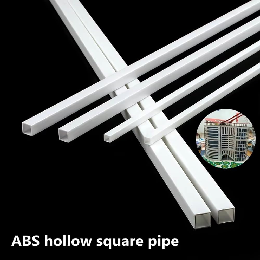 Zestaw rurek kwadratowych ABS – 5 szt. rur plastikowych DIY do modelarstwa, projektów rzemieślniczych i złączy do rur wodnych(50cmx10x10mm)