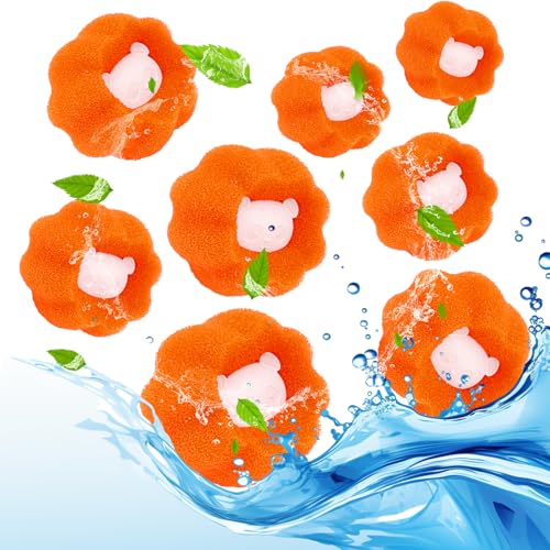 Boule Anti-Poils Machine à Laver, Lot de 8, Orange