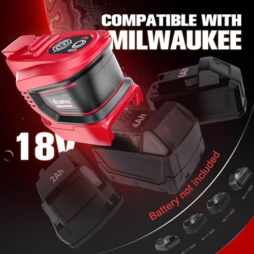 Image of Ecarke 200W Portable Power Inverter Compatible with Milwaukee 18V Battery, DC 18V to AC 110V Power Station with 1 AC Outlet, 2 USB, 1 Type-C & LED Light, for Outdoor Emergency Use (No Battery)(2-Pack)