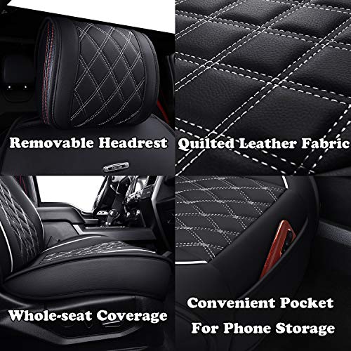 Image of Aierxuan Front Car Seat Covers for Ford F150 F250 F350 F450 (Black-White)