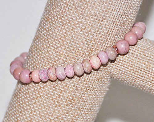 JEWELZrhodonite, diaspro bracciale elastico, rosa della terra, chakra del cuore, amore, perdono, emotional guarigione, fiducia, protezione, lutto gioielli 4 mm
