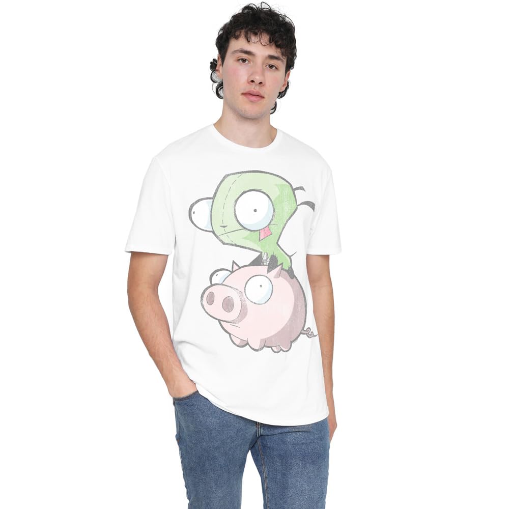 Invader Zim Gir and Pig Unisex T Shirt, White, XX-Large