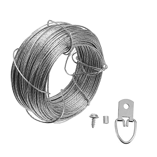 POPETPOP Wire Rope Hook Set for Picture Hanging Wire Rope of Rings for Photo Frame Hanging Hard Walls
