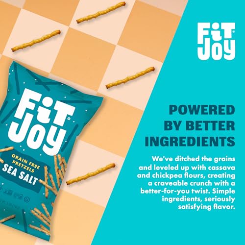 Image of FitJoy Sea Salt Pretzels (Pack of 6, 5 Oz) - Dairy, Nut & Gluten Free Snacks - Grain Free Cassava Root & Chickpea Flour Vegan Pretzel Sticks - Classic Snack Pretzels for Moms, Children and More