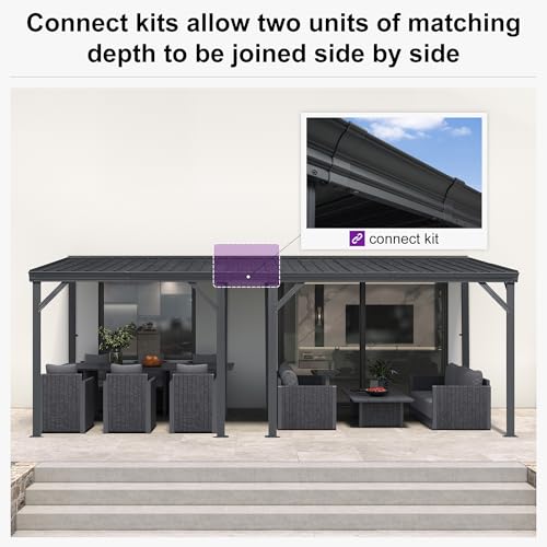Image of PURPLE LEAF Patio Lean to Gazebo 10' x 10' Easy Frame Setup Zero Maint Grey