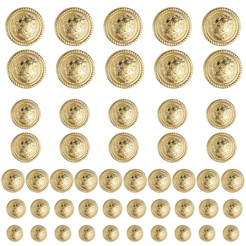 Boutons Dorés Mercerie Lot De 16 - Métal Poli Avec Tige, 18mm Et 25mm - Pour Manteaux, Vestes, Costumes Homme Femme