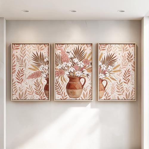 Impression sur toile feuille branche épi de blé triptyque rustique