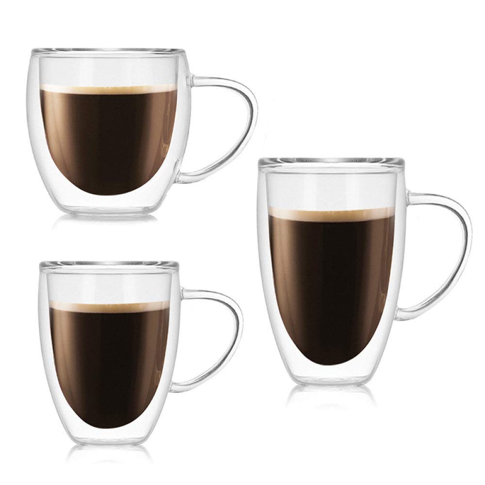 OPXZPMCup Wall Borosilicate Glass Cup with a Handle for Espresso Coffee Milk Tea 250ml 350ml 450ml,450ml