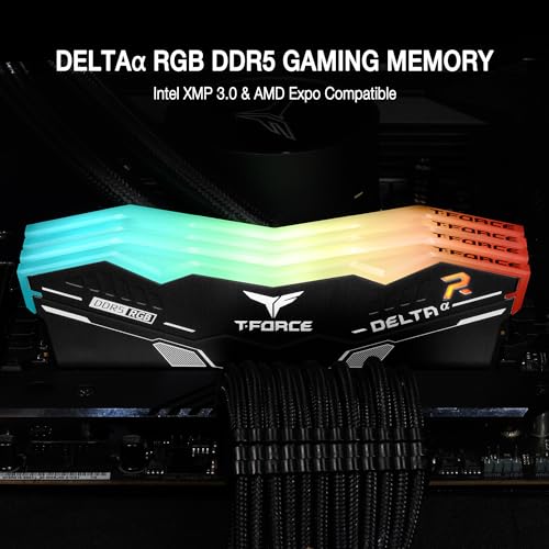 Image of TEAMGROUP T-Force Delta Alpha RGB DDR5 Ram 32GB Kit (2x16GB) 6000MHz (PC5-48000) CL38 Intel XMP 3.0 & AMD Expo Compatible Desktop Memory Module Ram Black FF7D532G6000HC38JDC01