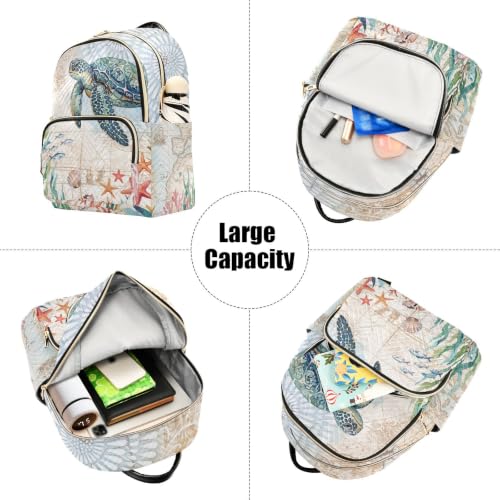 Image of Sea Turtle Quilted Backpack Purse for Women Fashion Small Backpack M | Shoulder Bag Travel Casual Daypack