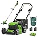 Greenworks GD24X2LM46SPK4X Selbstfahrender Akku Rasenmäher für große Flächen bis zu 480m², Rasentrimmer G24LT30M 30cm Schnittbreite, 120l Gartenabfallsack,Plus Zwei 4Ah-Akkus und Doppelladegerät