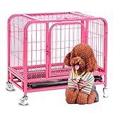 YIXIN2013SHOP Hundekisten/Zwinger Rosa Farbe Hundebox Hundekäfig Hundehütte Haustier-Welpen Playpen Außenmetalldraht Folding Reisen Camping Crate mit Trennwand aus Kunststoff Haustierkäfig (Size : L)