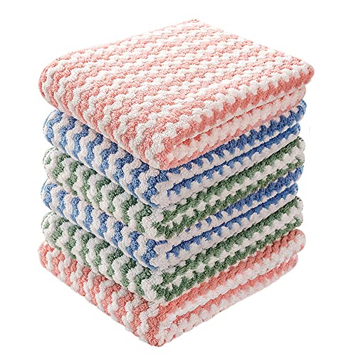 Kitchen Dish Towels Dishcloths Set Super Absorbent Microfiber Non Stick Oil Dirt Thickening Towels For Washing Dishes Rags For Drying Dishes Kitchen Wash Cleaning Cloth Towel (98″6 Pack) For Rs. 249 @ 64% off