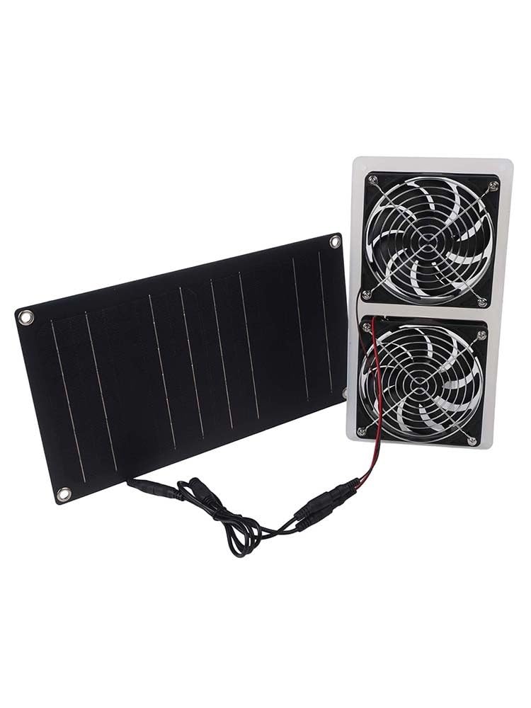 Kit di ventole a pannello solare da 30 W con 2 ventole di protezione dalle intemperie IPX7, doppia griglia di protezione per la sicurezza degli animali, ventilazione 3200 giri/min, per