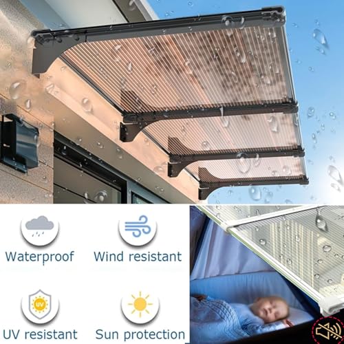 Auvent de porte d'entrée en polycarbonate rigide avec abri extérieur pour pluie