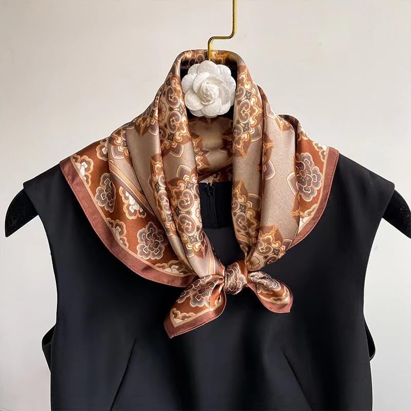 ANDANTINO 100% Mulberry Silk Scarf -21” Lightweight Square Neckerchief – Breathable Digital Printed Scarves with Gift Packed - Image 4