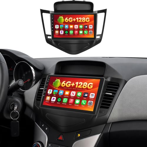 OiLiehu 6+128G 8 Core Android 13 Autoradio para Chevrolet Cruze 2009-2015 CarPlay Android Auto Pantalla Radio Coche 9 Pulgadas con Bluetooth GPS FM RDS WiFi SWC DSP/EQ Cámara Trasera Coche
