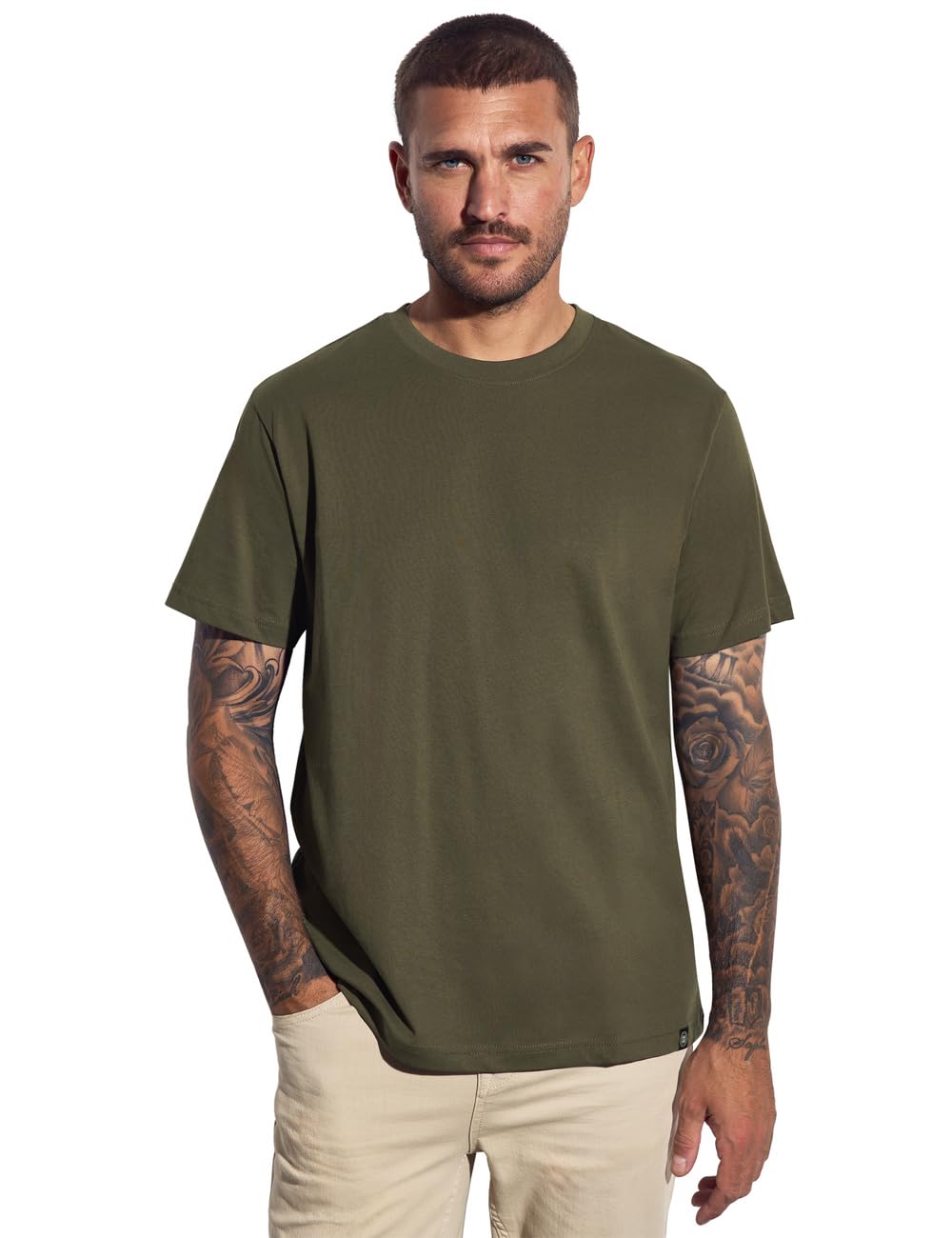 Street One Men Herren Herren Basic T-Shirt aus Reiner Baumwolle Basic T-Shirt in Unifarbe (1er Pack)