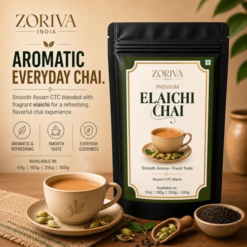 Image of ZORIVA Elaichi Chai 1 kg | Assam CTC Tea | Strong Kadak Chai with Natural Cardamom | Rich Aroma, Consistent Taste | Daily Use Tea