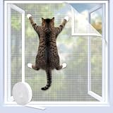 Fenster Fliegengitter Katzensicher für Katze - 130×150cm Ohne Bohren Katzennetz Katzengitter, Fensterschutz Insektenschutzgitter Fliegennetz Katzensicheres, Fensternetz für Innen Fenster Dachfenster