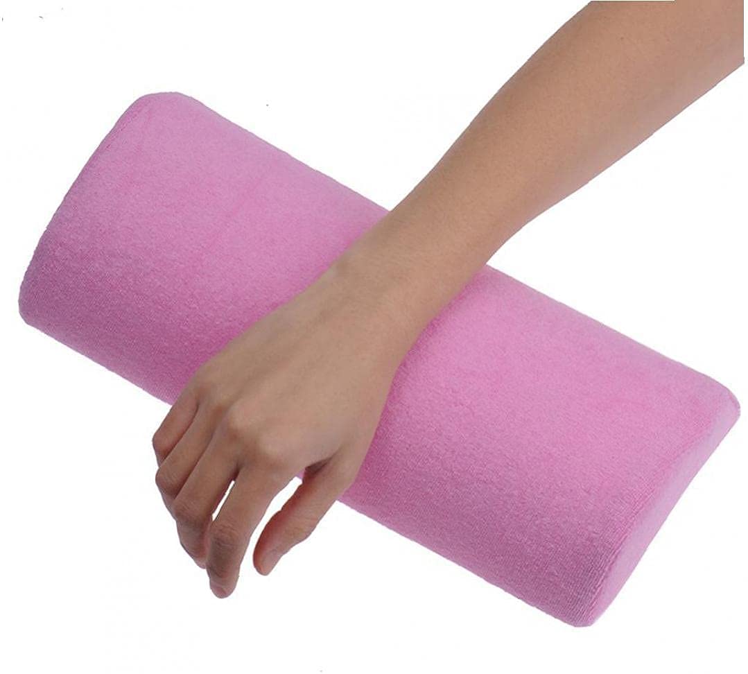 U-K Cuscino per mani per nail art, morbido cuscino in spugna - Set da tavolo per nail art - Supporto per bracciolo rimovibile, lavabile, supporto per manicure, trucchi (rosa) design carino