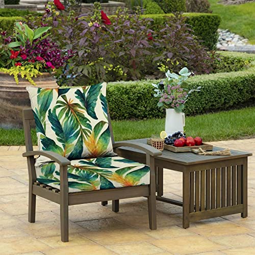 Aurfiaiuop 2-Piece Deep Seating Cushion Set A Repeatable Tropical Leaves Watercolour Dining Chair Bench Replacement Deep Seat Cushions For Indoor Outdoor Patio Furniture #TOP3